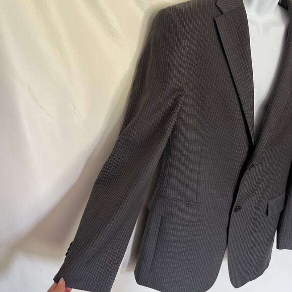 Y2K Tommy Hilfiger Wool Pinstripe Mens Blazer 40L Preppy Ivy 2 Button Academia - Picture 3 of 14